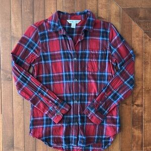Old Navy Women’s Plaid Flannel Button Down Shirt Size Small